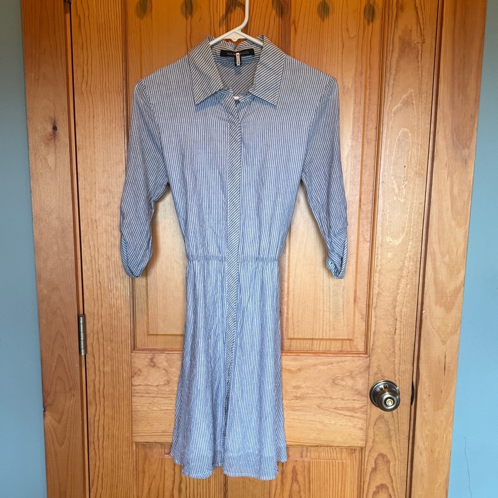 Classic Blue Striped Long Sleeve Dress